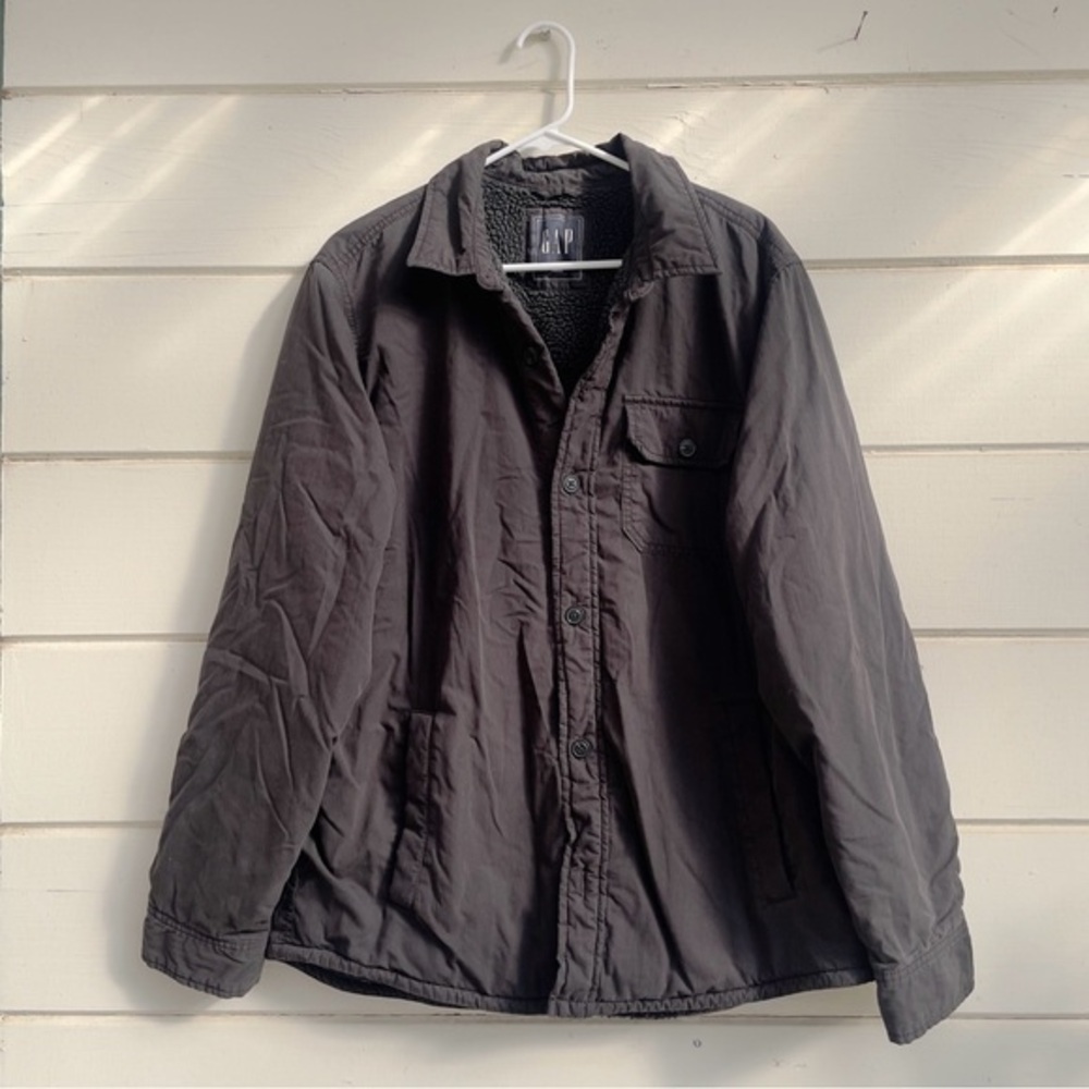 Gap Shirt Jacket, Shearling lined, Black,‎ Sized L